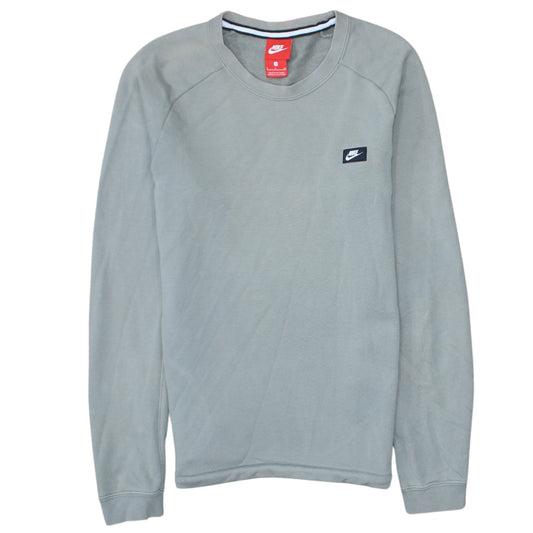 Nike Mens Grey Small Pullover Sweatshirt Crew Neck Logo Regular Fit