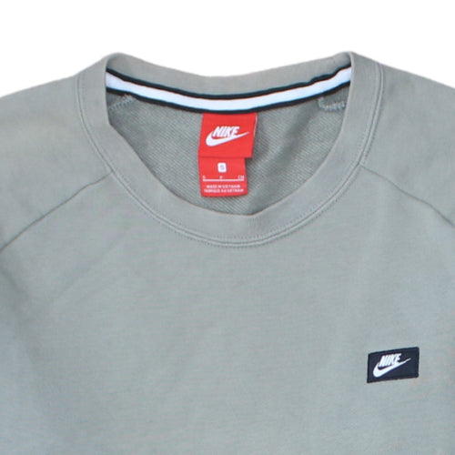 Nike Mens Grey Small Pullover Sweatshirt Crew Neck Logo Regular Fit