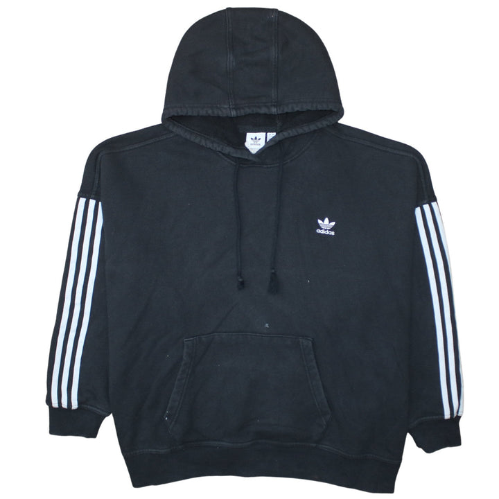 Adidas Women Black 3XL Pullover Hoodie with White Stripes