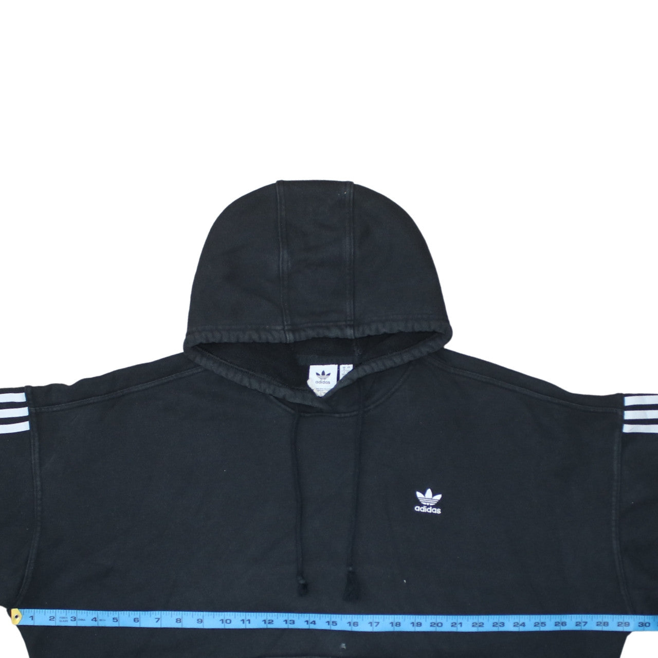 Adidas Women Black 3XL Pullover Hoodie with White Stripes