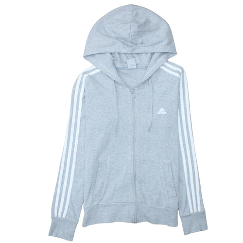 Adidas Women’s Grey Full Zip Hoodie Size 12 Lined Hooded Sweatshirt