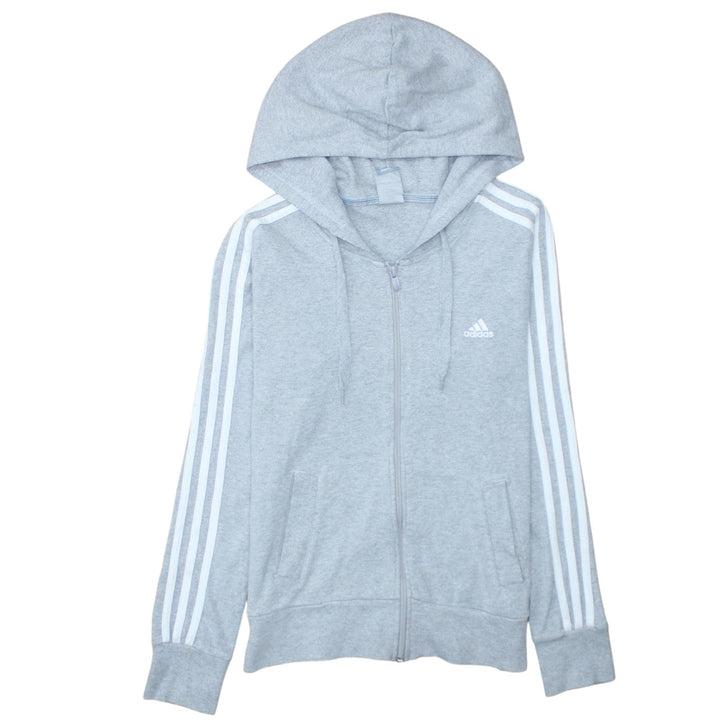 Adidas Women’s Grey Full Zip Hoodie Size 12 Lined Hooded Sweatshirt