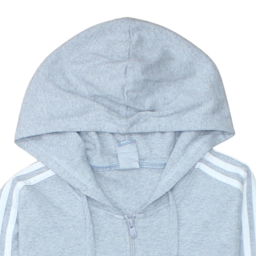 Adidas Women’s Grey Full Zip Hoodie Size 12 Lined Hooded Sweatshirt