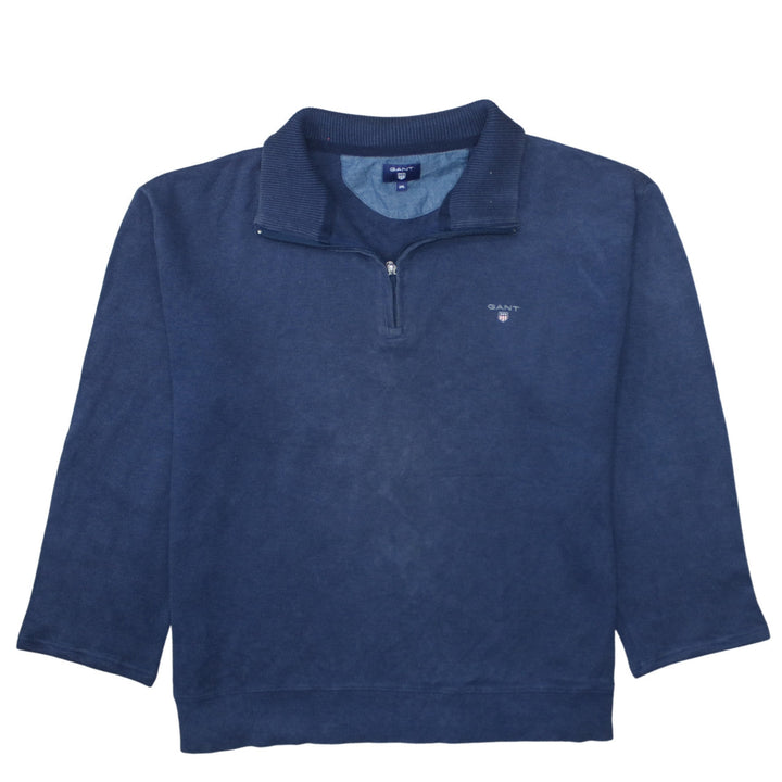 GANT Men’s Blue 2XL 1/4 Zip Cotton Basic Jacket