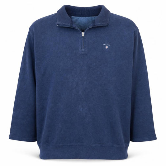 Front view of GANT Men’s Blue 2XL 1/4 Zip Cotton Basic Jacket