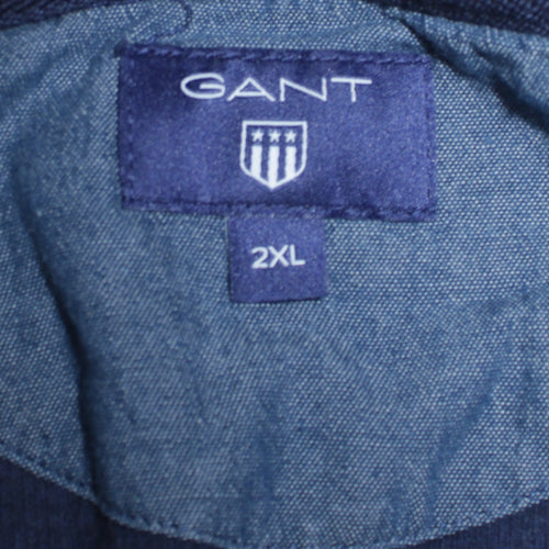 GANT Men’s Blue 2XL 1/4 Zip Cotton Basic Jacket