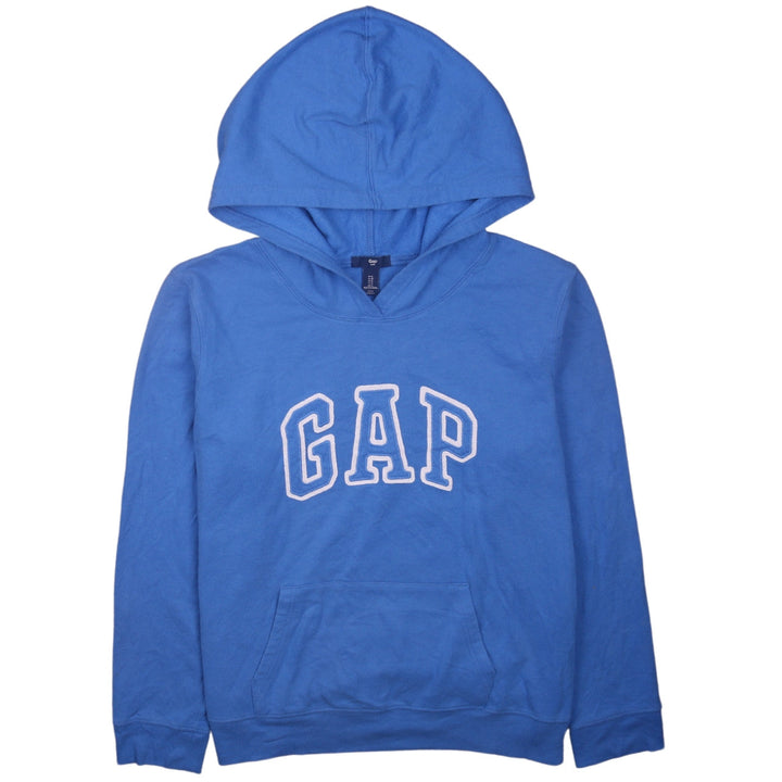 GAP Women Blue Pullover Hoodie Size L Cotton Casual Logo Sweatshirt