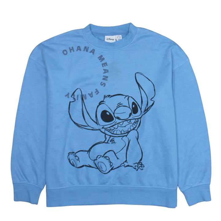 Disney Women’s Blue Stitch Sweatshirt UK 12/14 Crew Neck Pullover