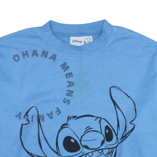Disney Women’s Blue Stitch Sweatshirt UK 12/14 Crew Neck Pullover