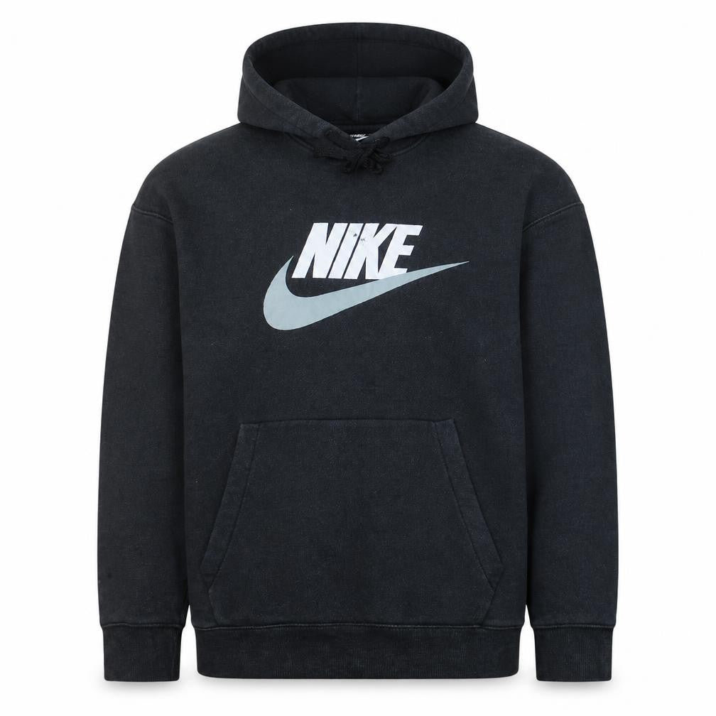 Front view of Nike Men’s Black Pullover Hoodie L Logo Graphic Sportswear
