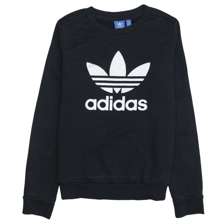 Adidas Womens Black Crew Neck Pullover Sweatshirt Size 8