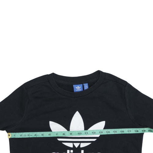 Adidas Womens Black Crew Neck Pullover Sweatshirt Size 8