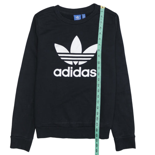 Adidas Womens Black Crew Neck Pullover Sweatshirt Size 8