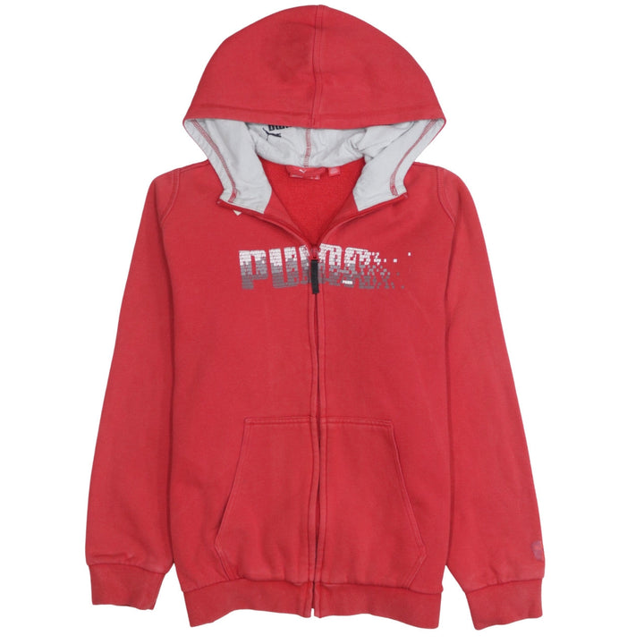 Puma Boys Red Full Zip Fleece Hoodie Size 32/34 with Logo Design