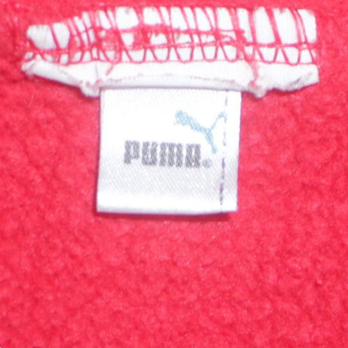 Puma Boys Red Full Zip Fleece Hoodie Size 32/34 with Logo Design