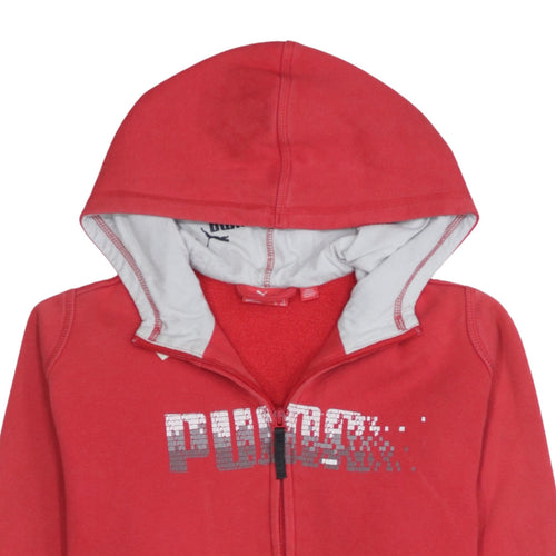 Puma Boys Red Full Zip Fleece Hoodie Size 32/34 with Logo Design