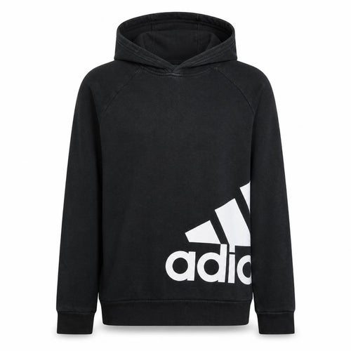 Adidas Boys Black Pullover Hoodie 15-16 Years Fleece Logo Sweatshirt