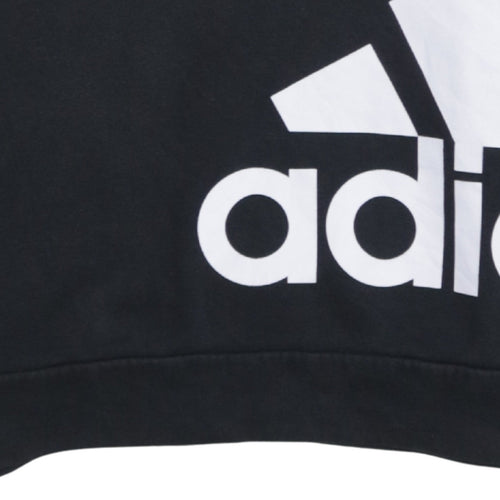 Adidas Boys Black Pullover Hoodie 15-16 Years Fleece Logo Sweatshirt