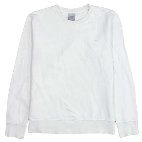 Nike Women White L Sweatshirt Classic Crew Neck Pullover