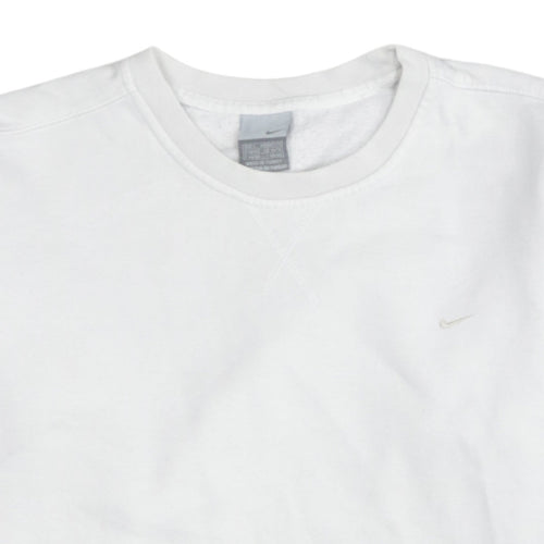 Nike Women White L Sweatshirt Classic Crew Neck Pullover