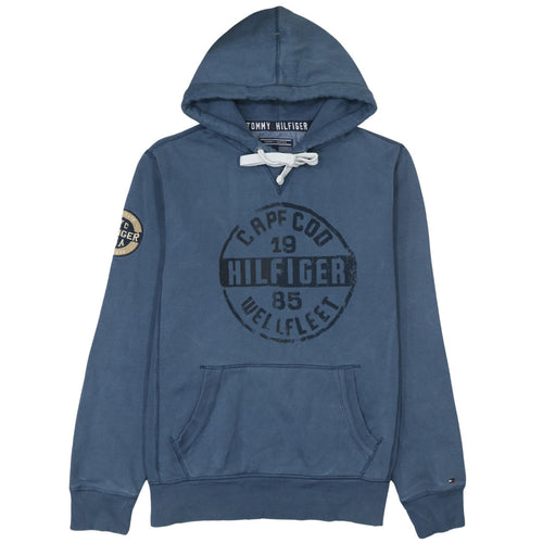 Tommy Hilfiger Men's Blue Pullover Hoodie L Vintage Fit Logo