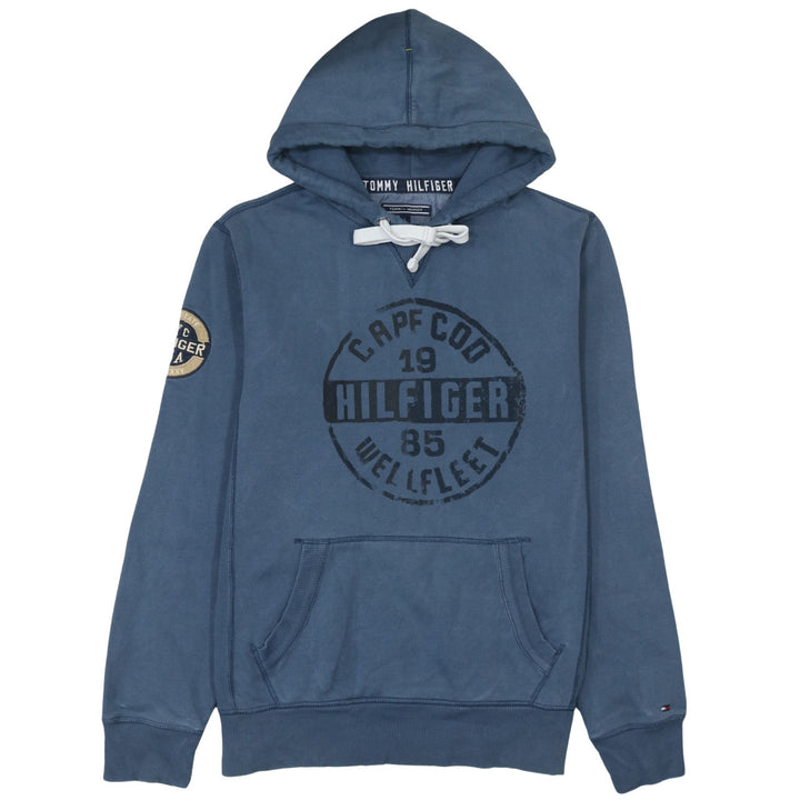 Tommy Hilfiger Men's Blue Pullover Hoodie L Vintage Fit Logo