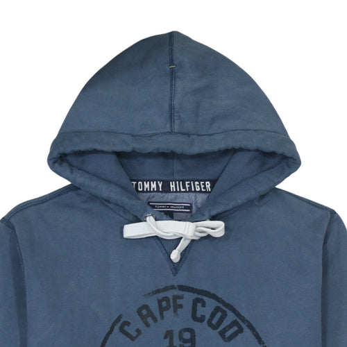 Tommy Hilfiger Men's Blue Pullover Hoodie L Vintage Fit Logo