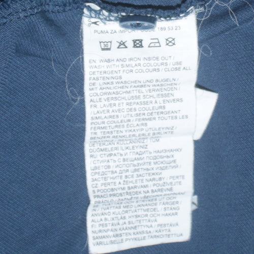 Puma Mens Blue Colourblock Polo Shirt Size M Short Sleeve Cotton