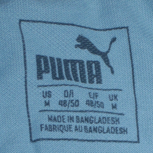 Puma Mens Blue Colourblock Polo Shirt Size M Short Sleeve Cotton