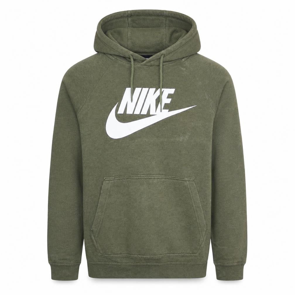 Front view of Nike Men's Green XS Pullover Hoodie with Logo Graphic Print