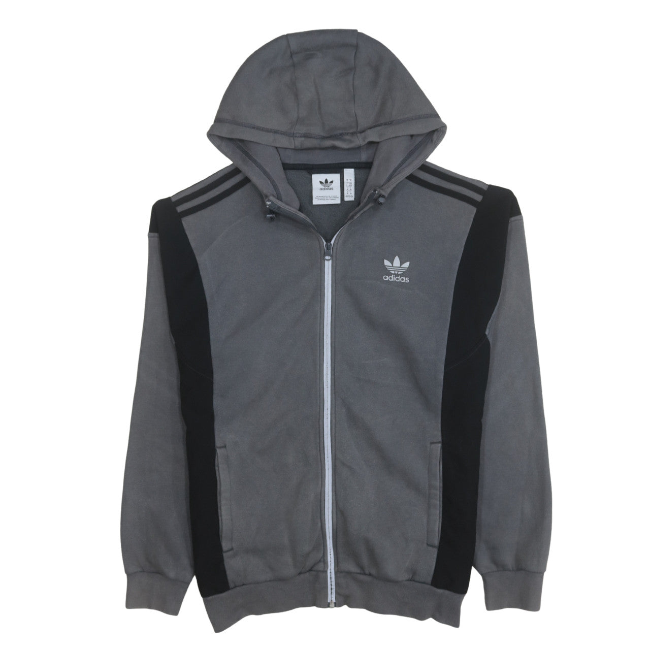 Adidas Men's Grey Full Zip Hoodie Size M Sports Fleece Sweatshirt