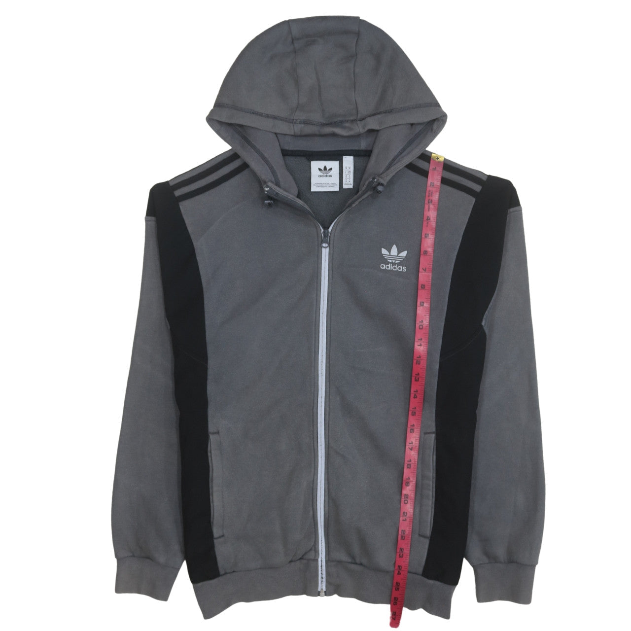 Adidas Men's Grey Full Zip Hoodie Size M Sports Fleece Sweatshirt