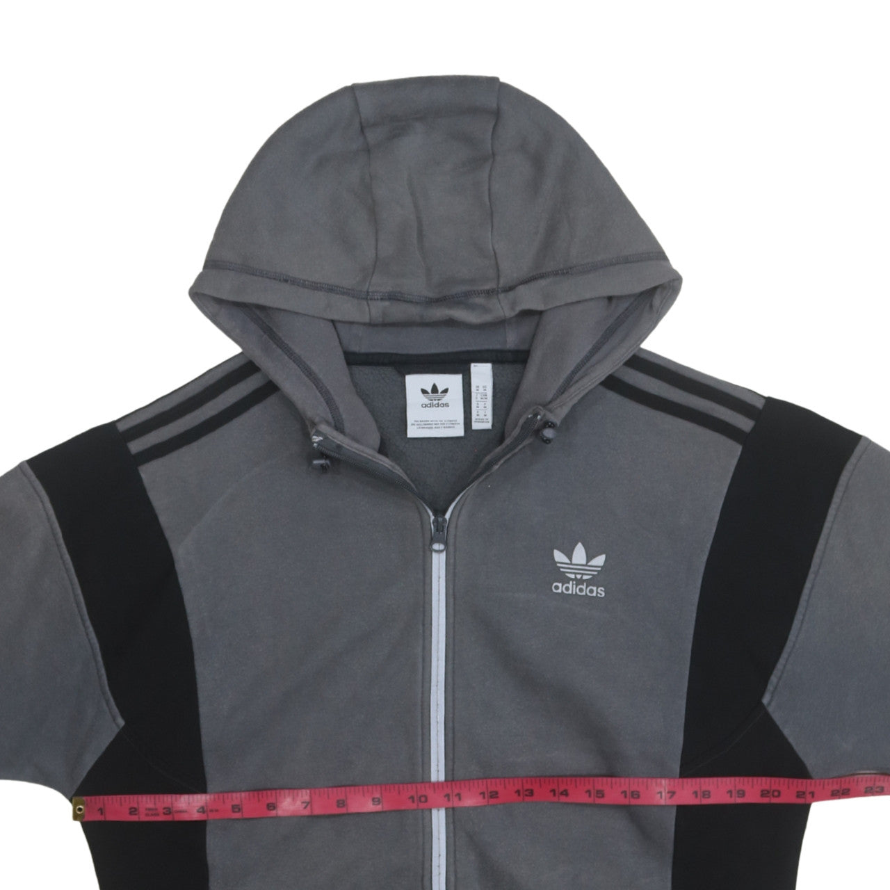 Adidas Men's Grey Full Zip Hoodie Size M Sports Fleece Sweatshirt