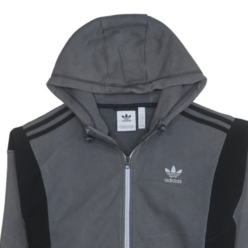 Adidas Men's Grey Full Zip Hoodie Size M Sports Fleece Sweatshirt