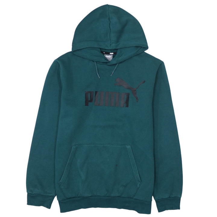 Puma Men Green Pullover Hoodie M Logo Fleece Sportswear
