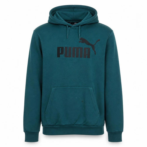 Puma Men Green Pullover Hoodie M Logo Fleece Sportswear