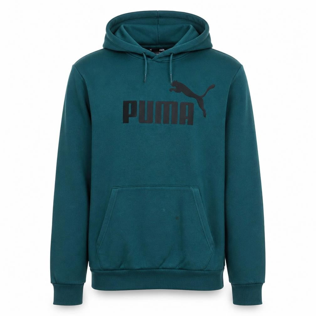 Puma Men Green Pullover Hoodie M Logo Fleece Sportswear