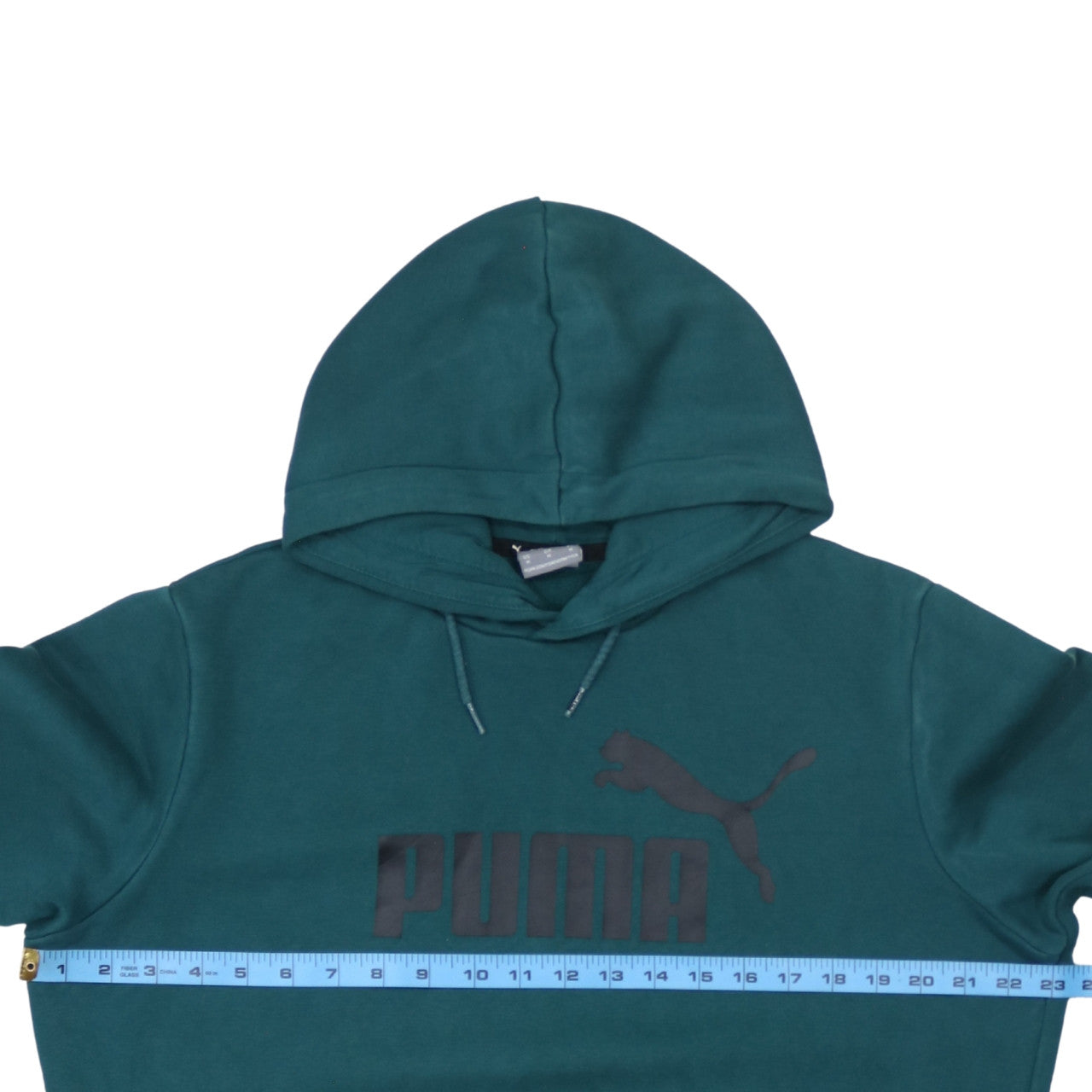 Puma Men Green Pullover Hoodie M Logo Fleece Sportswear