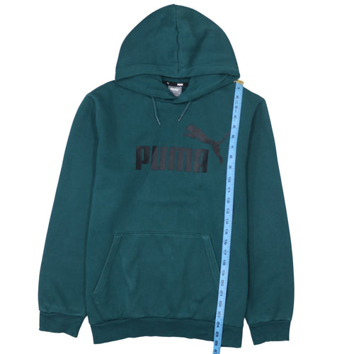 Puma Men Green Pullover Hoodie M Logo Fleece Sportswear