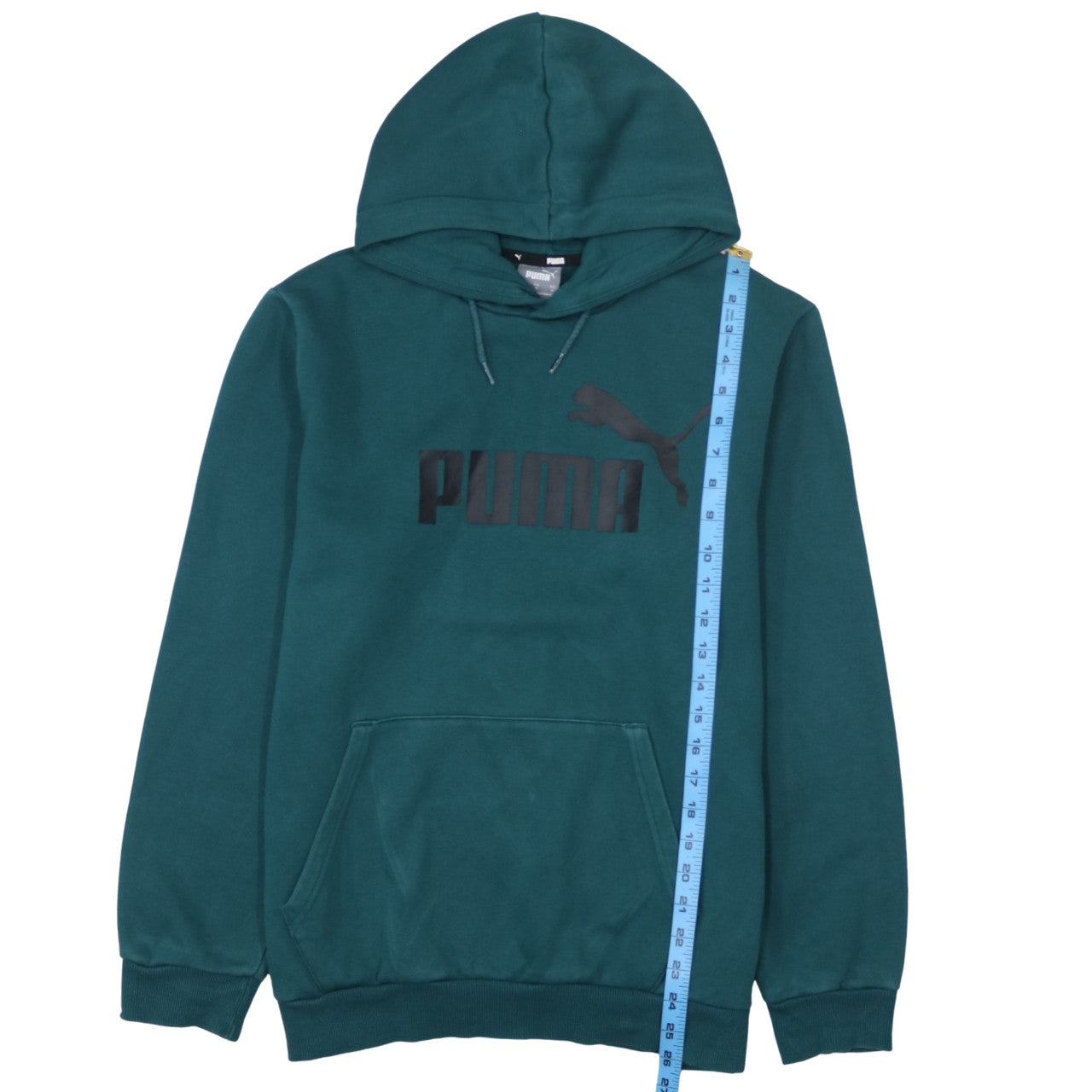 Puma Men Green Pullover Hoodie M Logo Fleece Sportswear