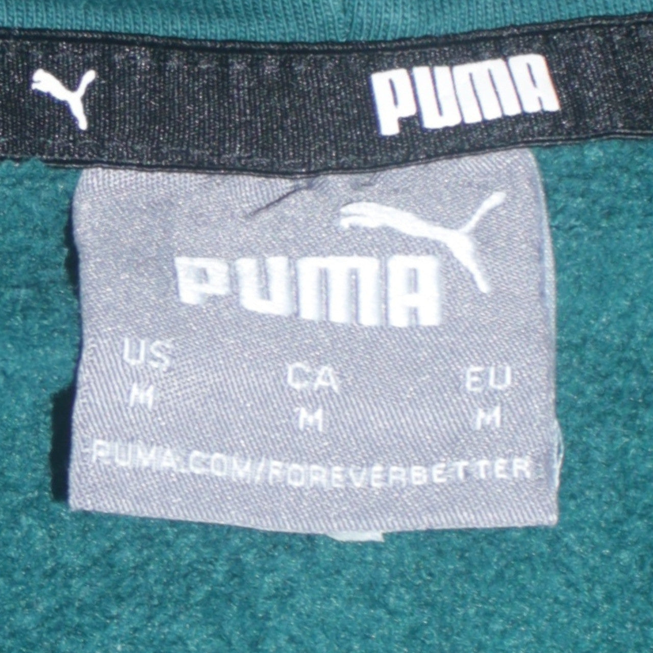 Puma Men Green Pullover Hoodie M Logo Fleece Sportswear