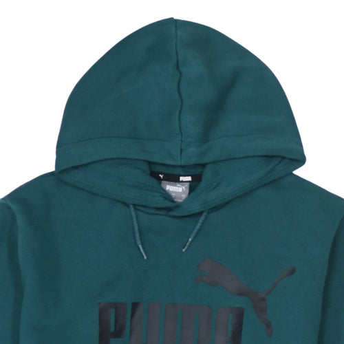 Puma Men Green Pullover Hoodie M Logo Fleece Sportswear