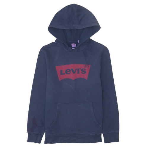 Levi's Men's Blue Pullover Hoodie Small Graphic Logo Fleece Sweatshirt