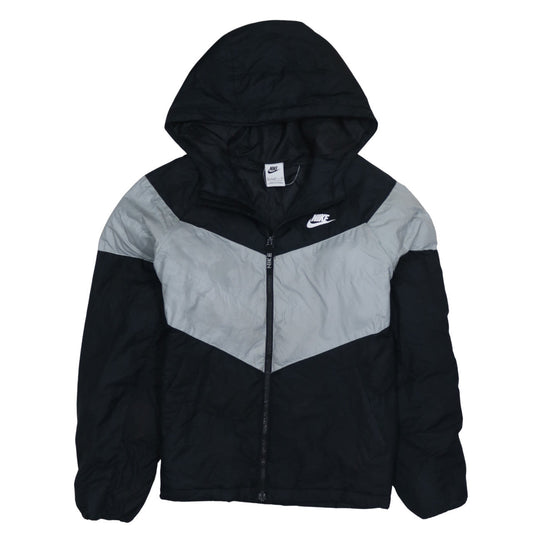 Nike Boys Black Grey Hooded Windbreaker Jacket XL 158-170cm