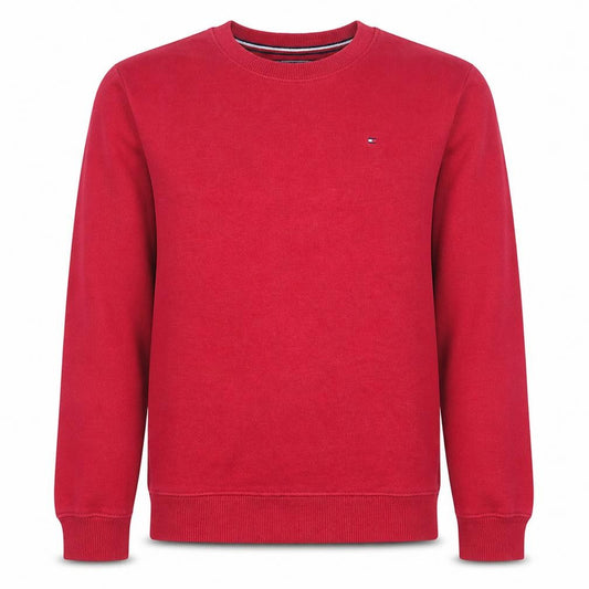 Front view of Tommy Hilfiger Men's Red XS Crew Neck Cotton Pullover Sweatshirt