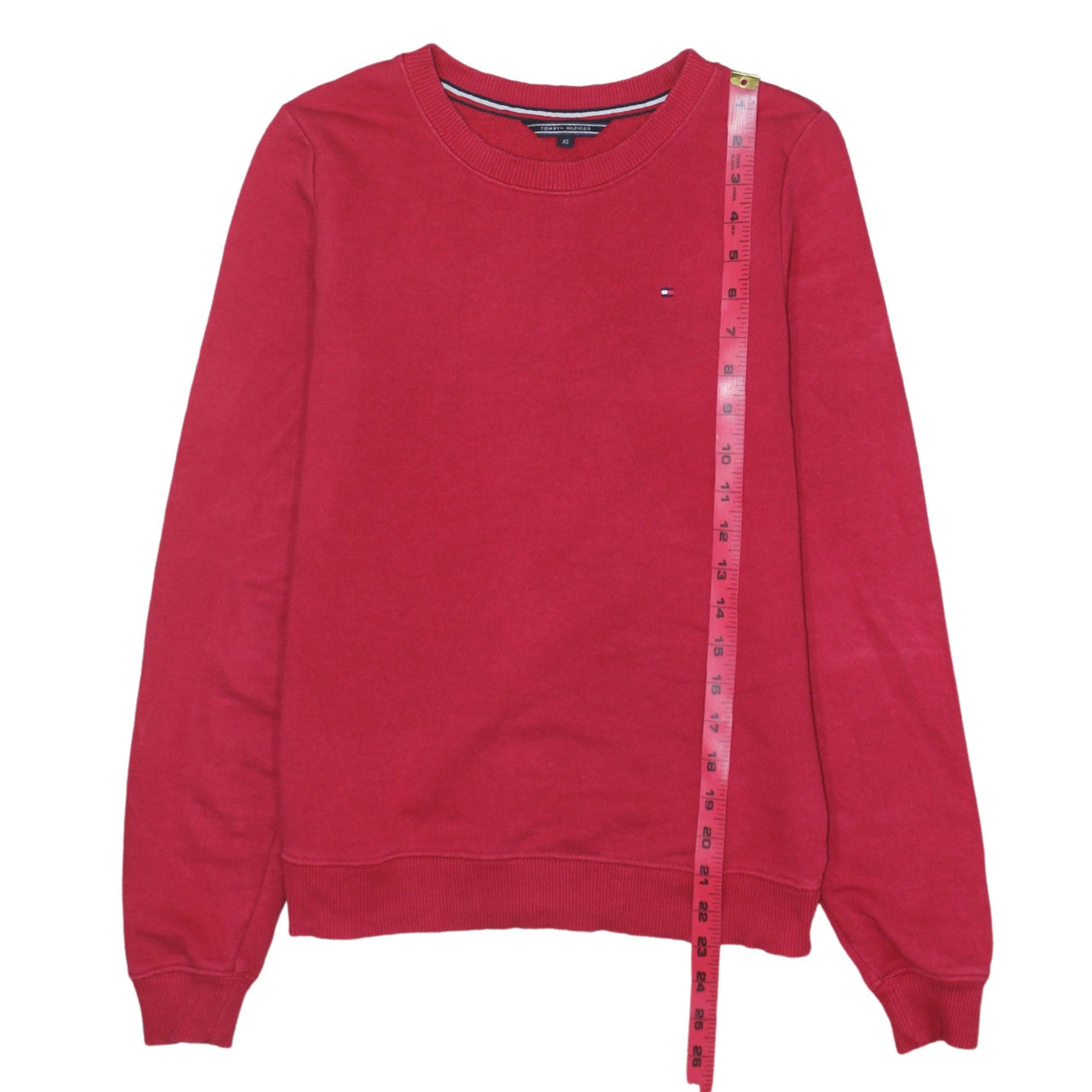 Tommy Hilfiger Men's Red XS Crew Neck Cotton Pullover Sweatshirt