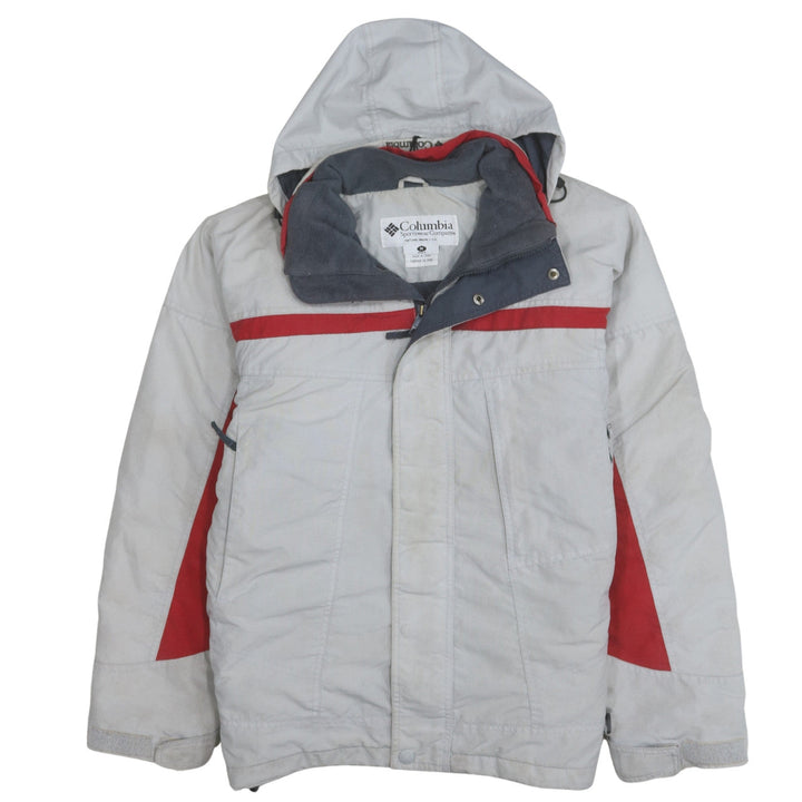 Columbia Men's Grey Red Hooded Parka Winter Jacket Size M