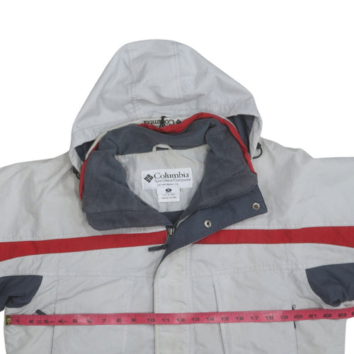 Columbia Men's Grey Red Hooded Parka Winter Jacket Size M