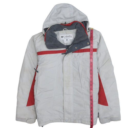 Columbia Men's Grey Red Hooded Parka Winter Jacket Size M