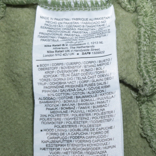 Nike Men's Green Pullover Hoodie Size S Fleece Regular Fit